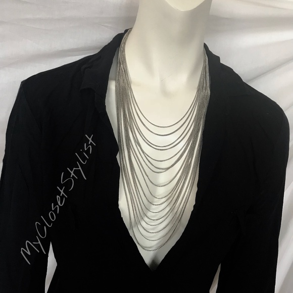 BCBG Jewelry - Multi-Chain Silver Bib Long Layering Necklace! NWT